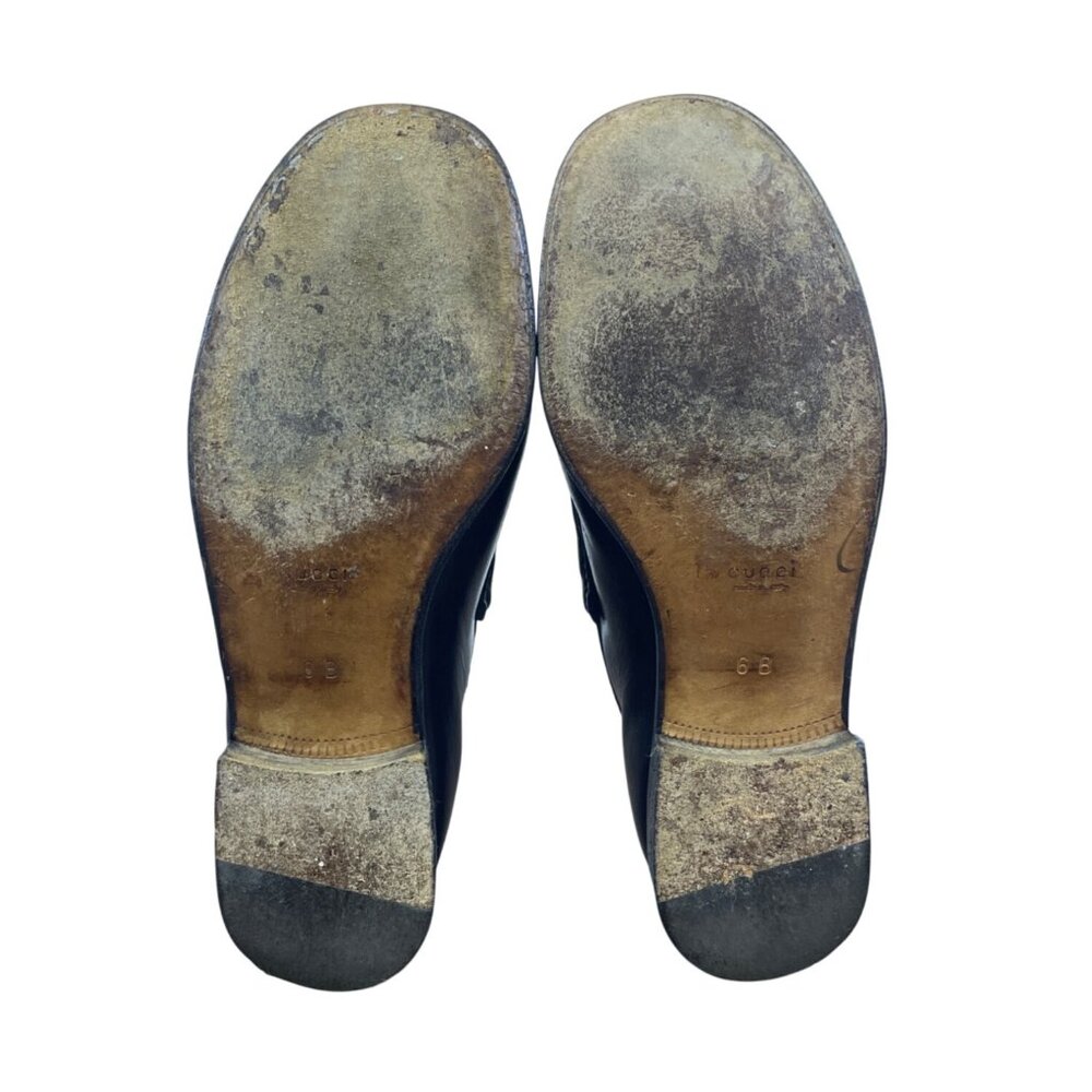 Vtg Gucci Black Leather Mocassino Pelle Mors Vit Bulgaro Horsebit Loafers Sz 6B - Picture 10 of 11